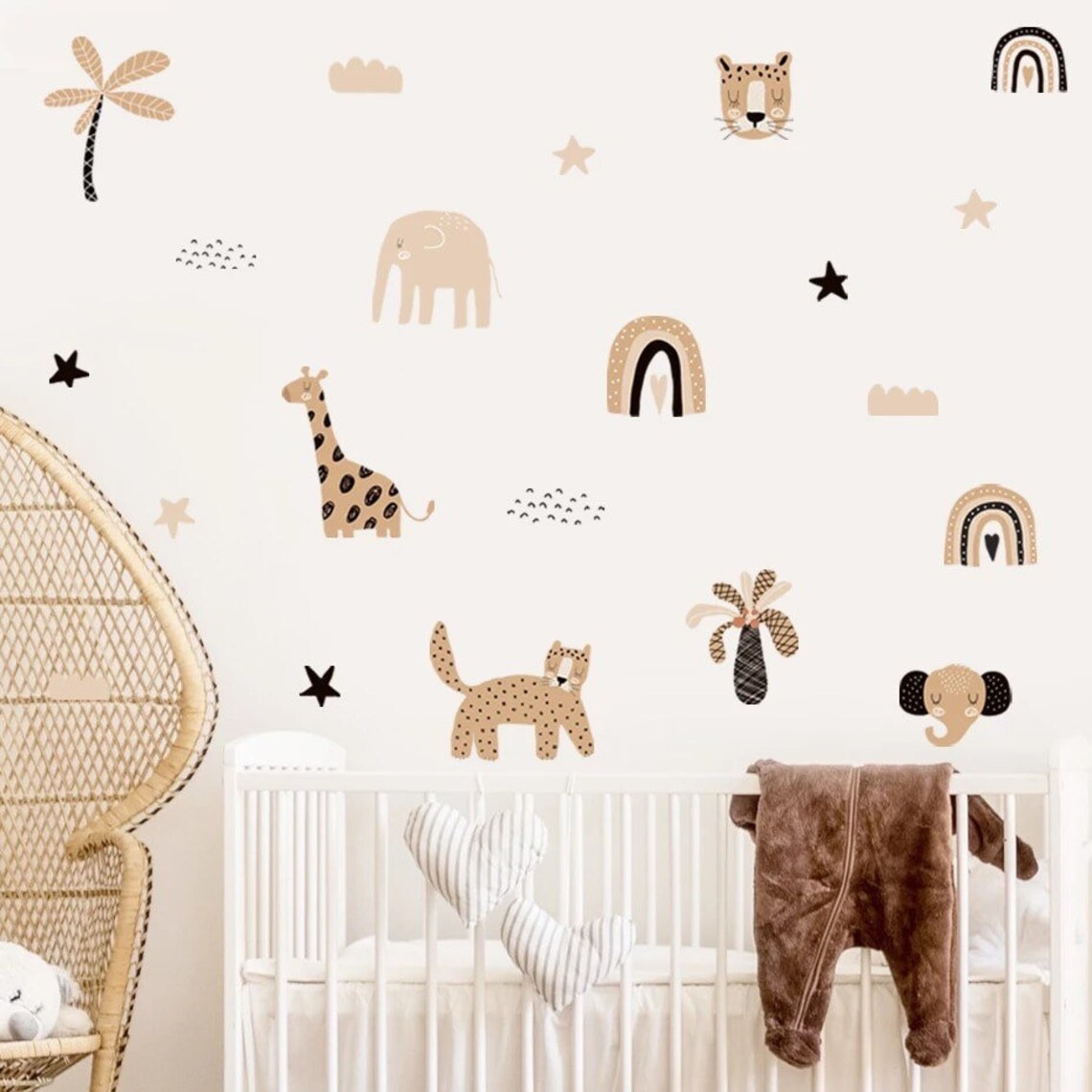 Baby Nursery Decor Girl - Boho 만화 무지개 별 귀여운 동물