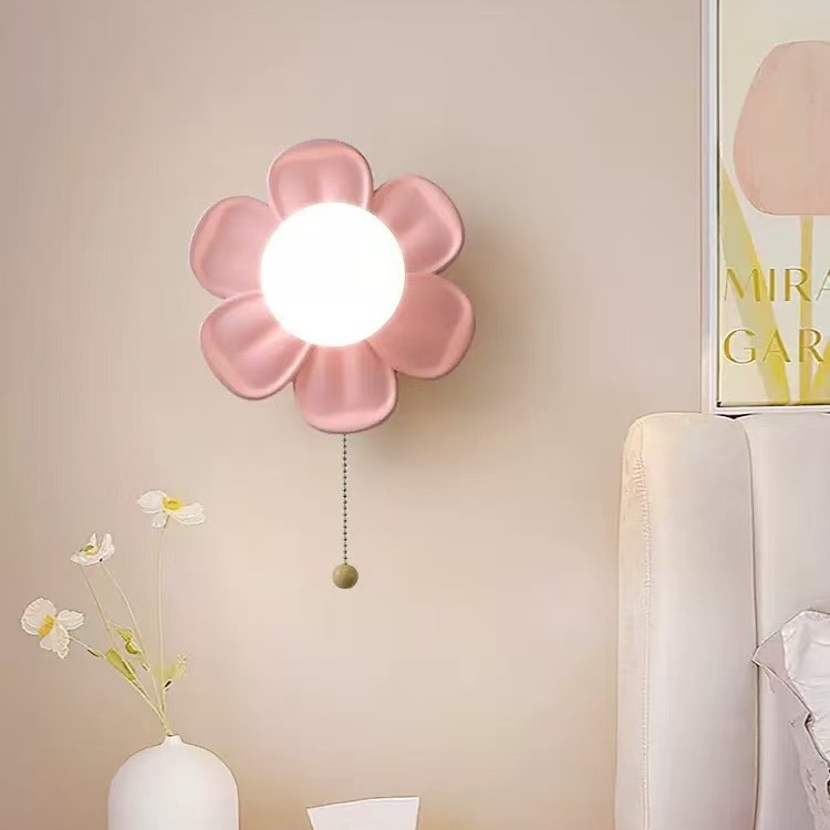 현대적인 미니멀리스트 꽃무늬 벽등, 풀 체인 스위치가  - Baby Nursery Wall Lights 리뷰 및 가격